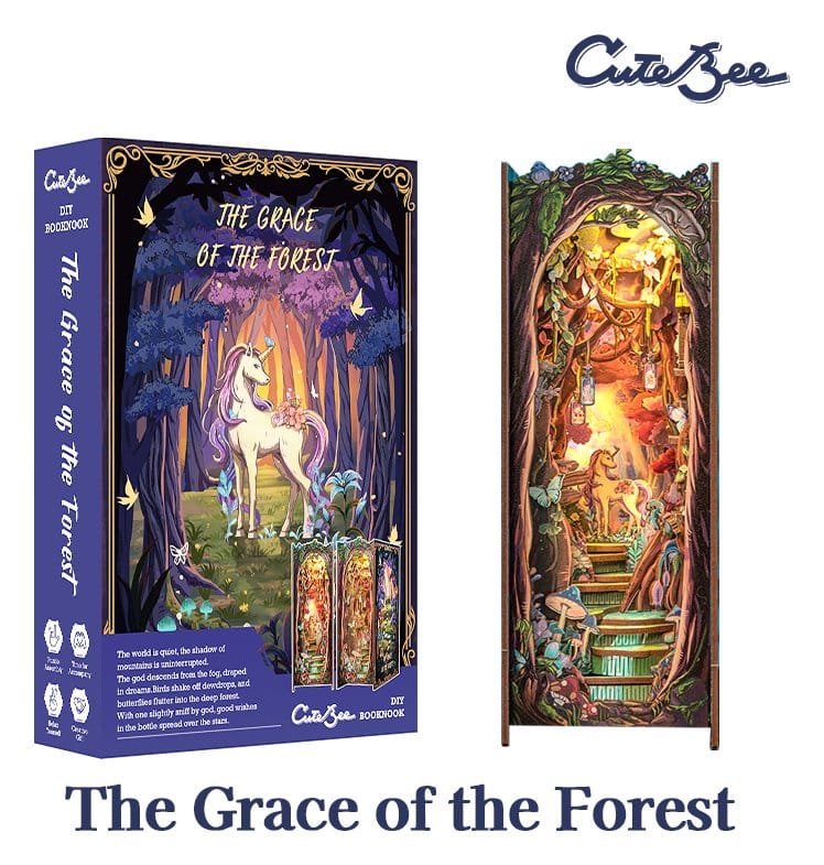 CuteBee Book Nook The Grace of Forest – Modellino 3D in Legno 22 x 8 cm