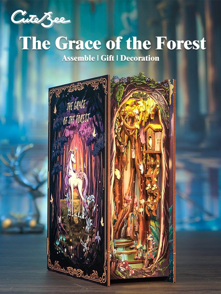 CuteBee Book Nook The Grace of Forest – Modellino 3D in Legno 22 x 8 cm