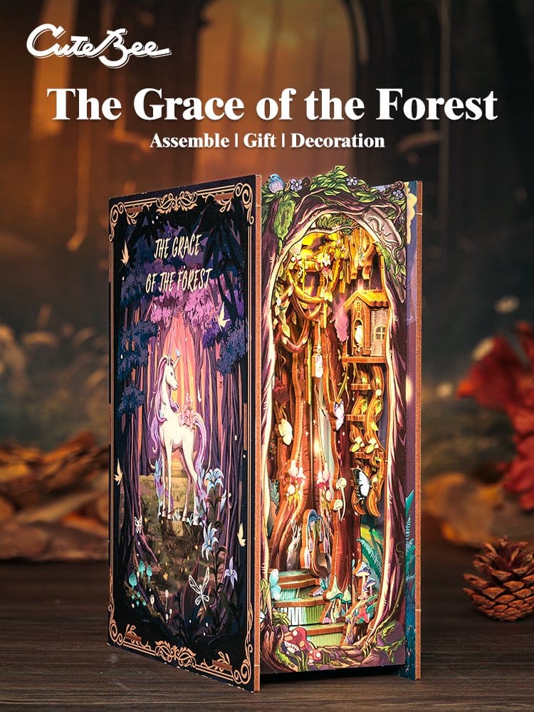 CuteBee Book Nook The Grace of Forest – Modellino 3D in Legno 22 x 8 cm