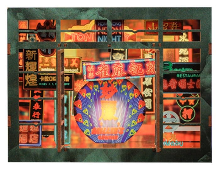 CuteBee Book Nook Hong Kong Neon Light – Kit Modellismo 3D in Legno 13 x 17 cm