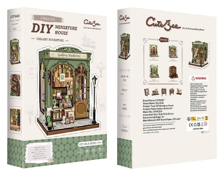 CuteBee Miniature House Kit Libreria in Miniatura 20x16 cm