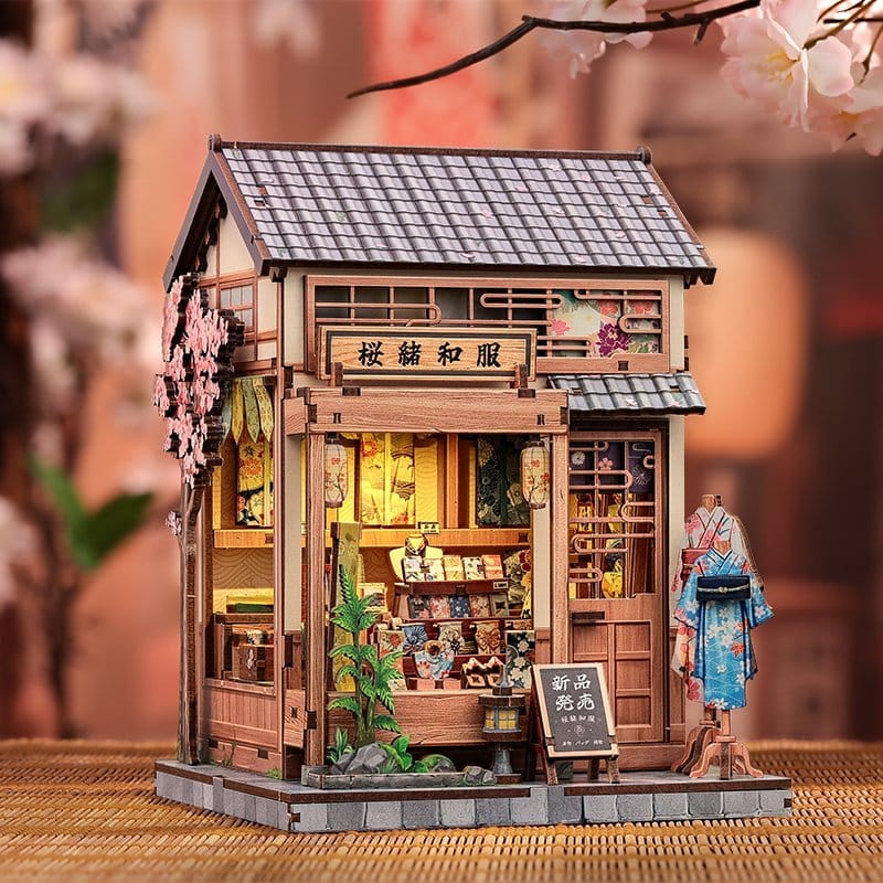 CuteBee Sakura O Kimono Shop – Kit Modellino Casa in Miniatura 3D in Legno 19x14 cm