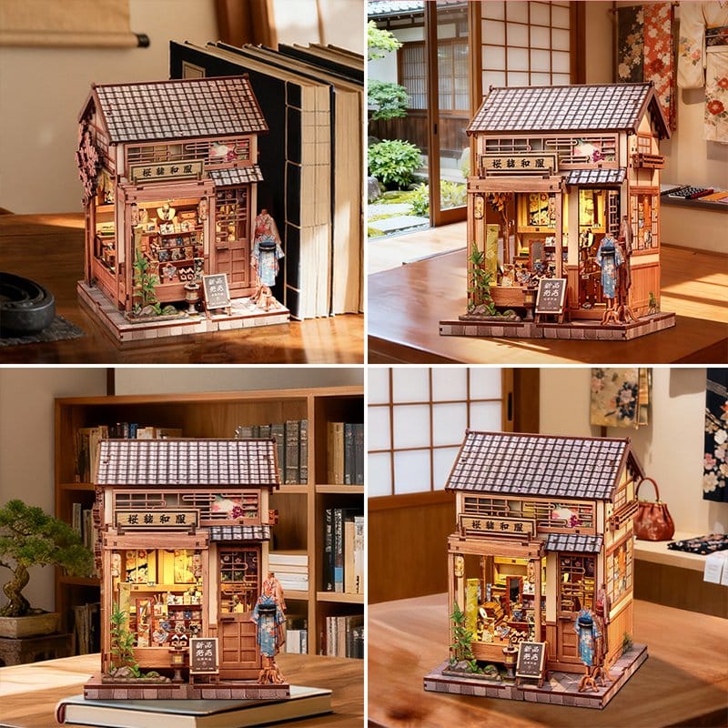 CuteBee Sakura O Kimono Shop – Kit Modellino Casa in Miniatura 3D in Legno 19x14 cm