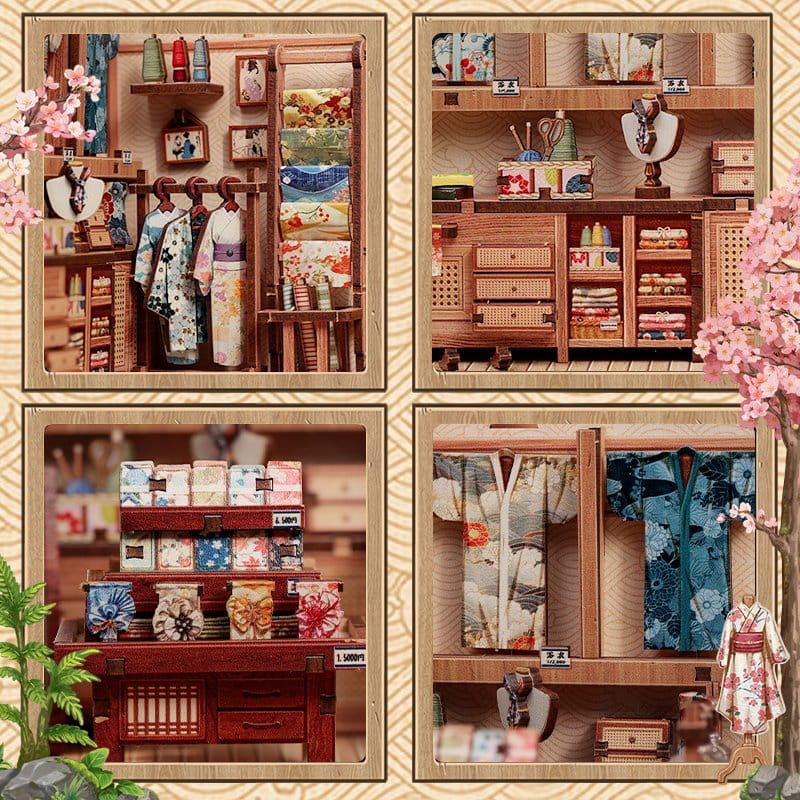 CuteBee Sakura O Kimono Shop – Kit Modellino Casa in Miniatura 3D in Legno 19x14 cm