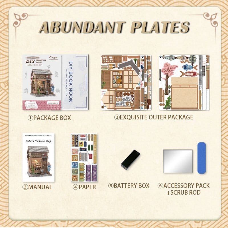 CuteBee Sakura O Kimono Shop – Kit Modellino Casa in Miniatura 3D in Legno 19x14 cm
