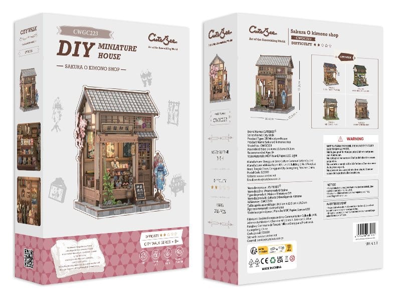 CuteBee Sakura O Kimono Shop – Kit Modellino Casa in Miniatura 3D in Legno 19x14 cm