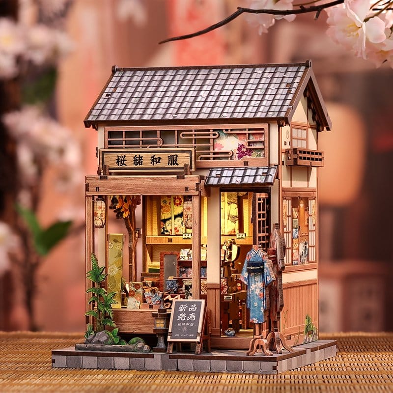 CuteBee Sakura O Kimono Shop – Kit Modellino Casa in Miniatura 3D in Legno 19x14 cm