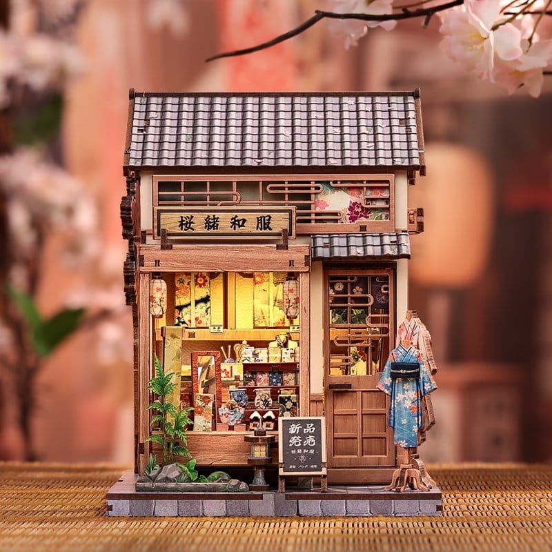 CuteBee Sakura O Kimono Shop – Kit Modellino Casa in Miniatura 3D in Legno 19x14 cm