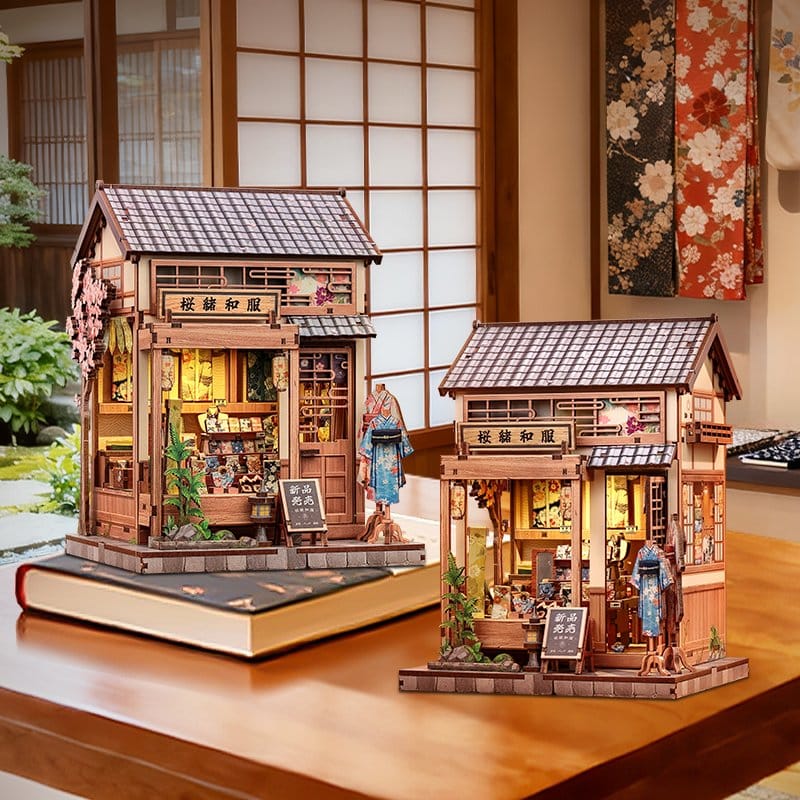CuteBee Sakura O Kimono Shop – Kit Modellino Casa in Miniatura 3D in Legno 19x14 cm