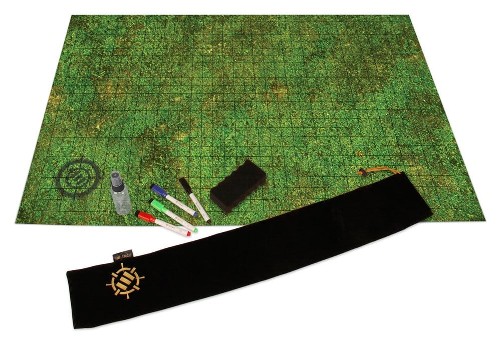 Tappetino da Gioco Grigliato Enhance Tabletop Grid Mat Campaign Kit per GDR, Verde