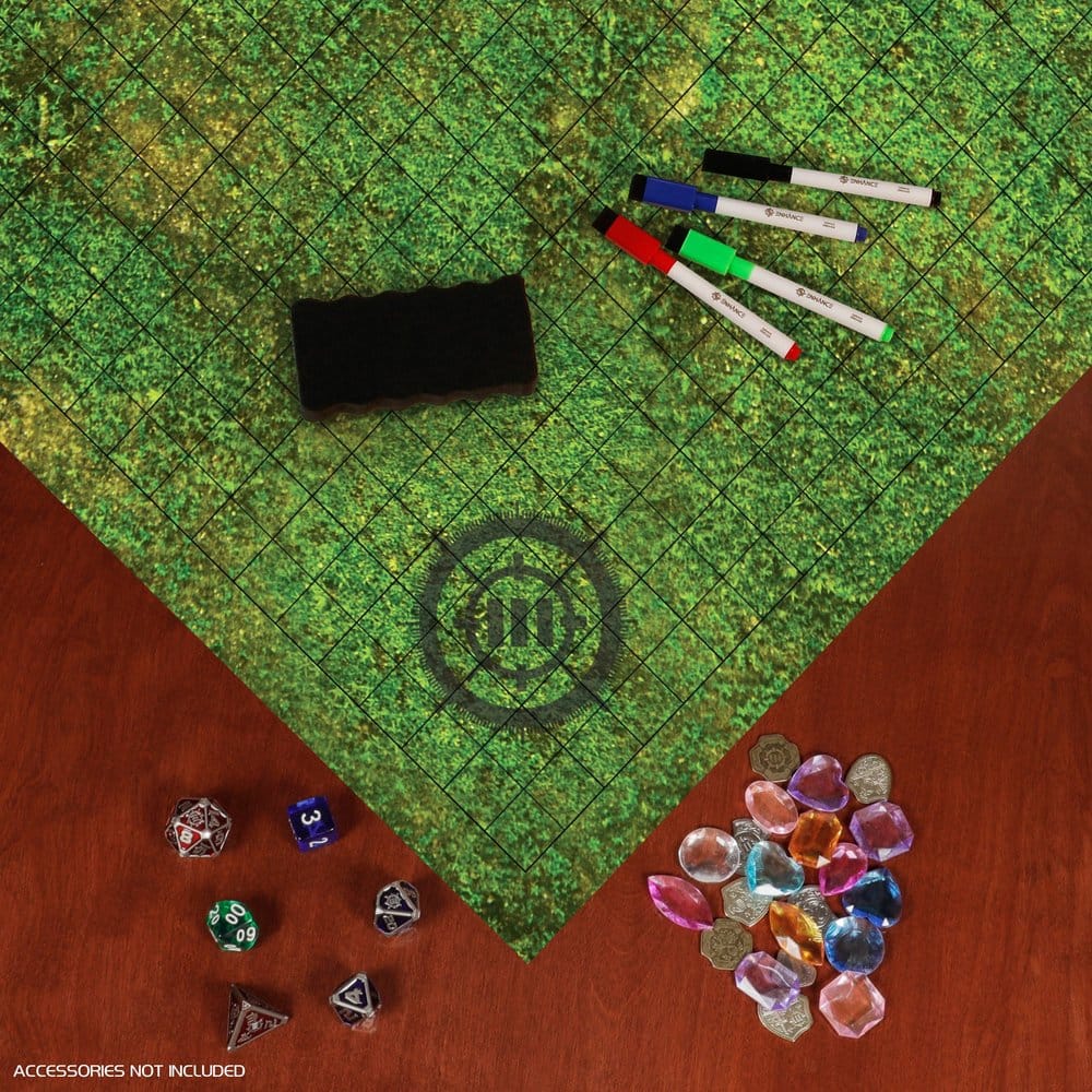 Tappetino da Gioco Grigliato Enhance Tabletop Grid Mat Campaign Kit per GDR, Verde