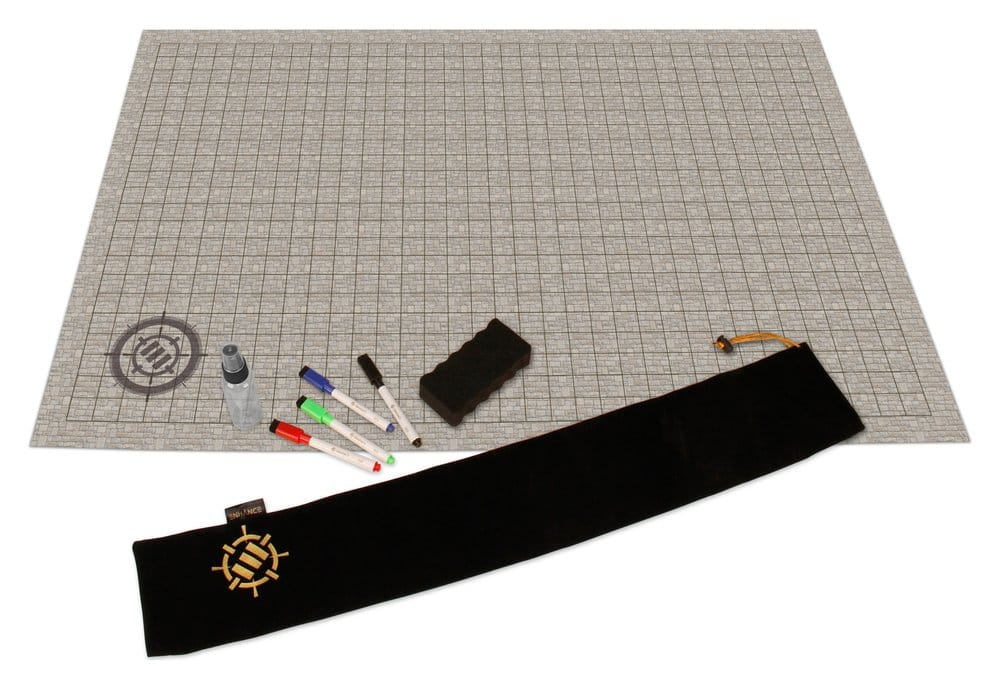 Tappetino da Gioco Grigliato ENHANCE Grid Mat Campaign Kit per Giochi di Ruolo su Mappa, Pietra