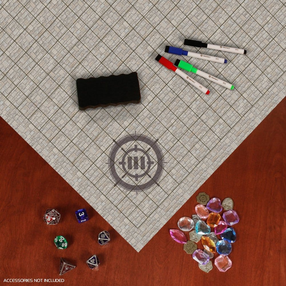 Tappetino da Gioco Grigliato ENHANCE Grid Mat Campaign Kit per Giochi di Ruolo su Mappa, Pietra