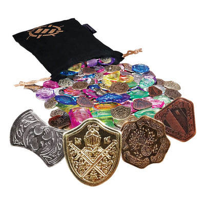 Enhance Tabletop Series Set di Segnalini Tesoro in Metallo e Gemme Acriliche