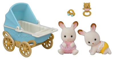 Sylvanian Families: Gemelli Coniglietti Cioccolato con Passeggino - Epoch