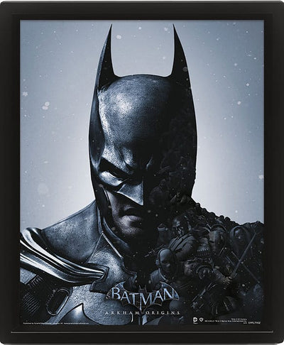 Poster Pack con Cornice Effetto 3D Batman Arkham Origins Batman vs. Joker 26 x 20 cm (3 Pezzi) - Pyramid International