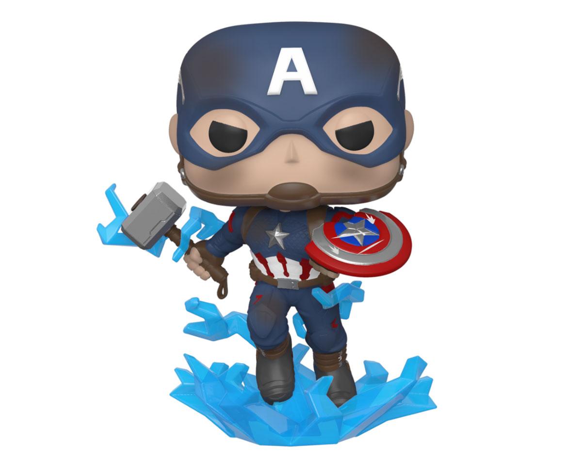 Avengers: Endgame POP! Movies Figure in vinile Captain America con scudo rotto e Mjölnir 9 cm Funko