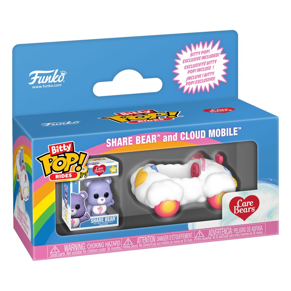 Care Bears Bitty POP! Rides - Figurina in vinile Share Bear e Cloud Mobile, Funko
