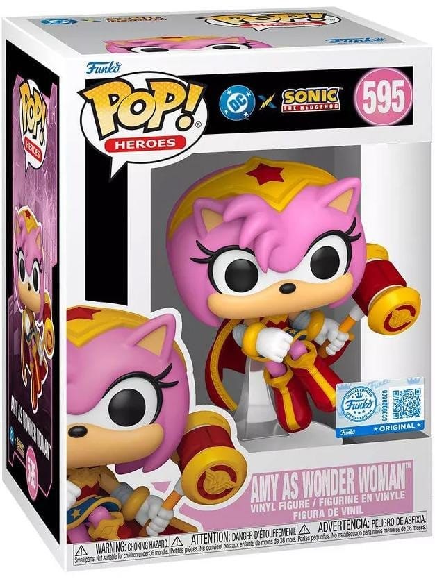 Funko POP! Heroes DC x Sonic the Hedgehog - Amy come Wonder Woman, Figura in Vinile 9 cm