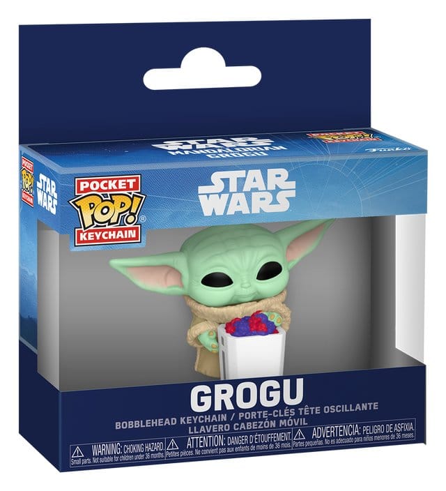 Star Wars: The Mandalorian and Grogu Pocket POP! Portachiavi in Vinile 4 cm Grogu con Popcorn – Espositore da 12 – Funko