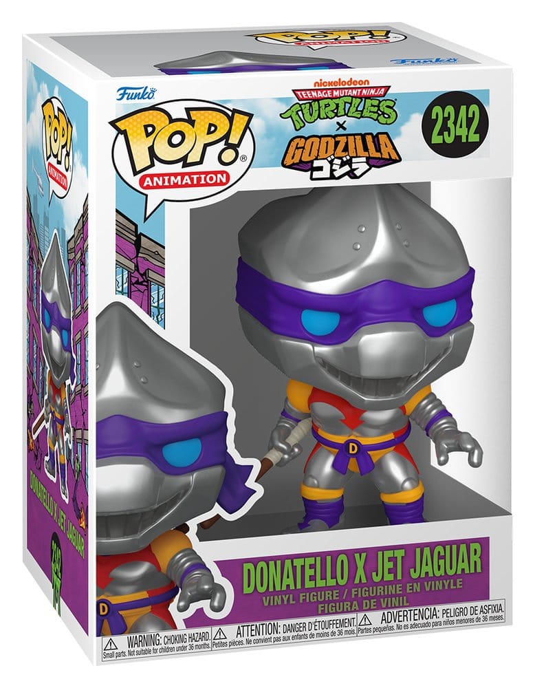Funko POP! Animation: Tartarughe Ninja x Godzilla – Donatello x Jet Jaguar, figura in vinile 9 cm