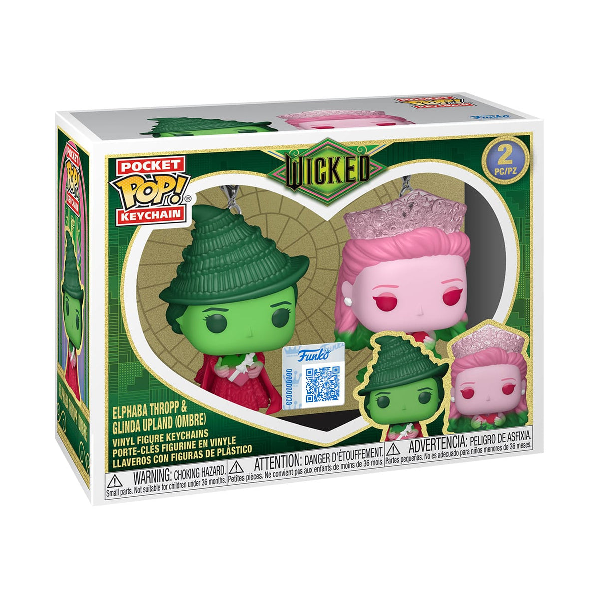 Wicked POP! Portachiavi in Vinile 2-Pack Glinda & Elphaba (Ombre) 4 cm - Funko