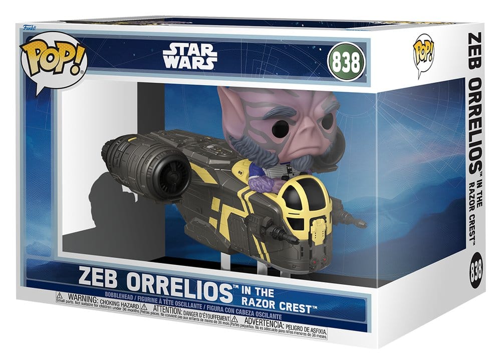 Star Wars: The Mandalorian e Grogu POP! Rides Deluxe - Zeb Orrelios nel Razor Crest, figura bobblehead in vinile 9 cm