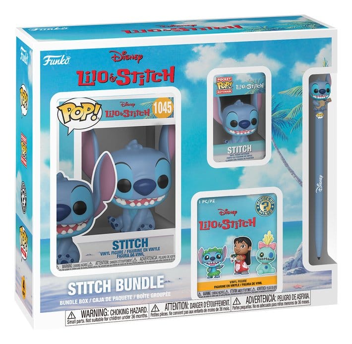 Lilo & Stitch POP! Bundle 4 Pezzi con Stitch, Portachiavi, Mystery Mini e Penna con Ukulele - Funko