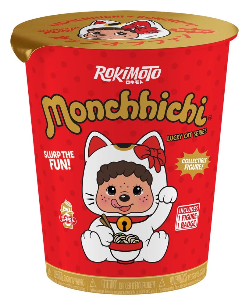 Monchhichi Rokimoto Cup of Fun Lucky Cat Series Mini-figure a sorpresa 10 cm Display da 6 pezzi Funmaker