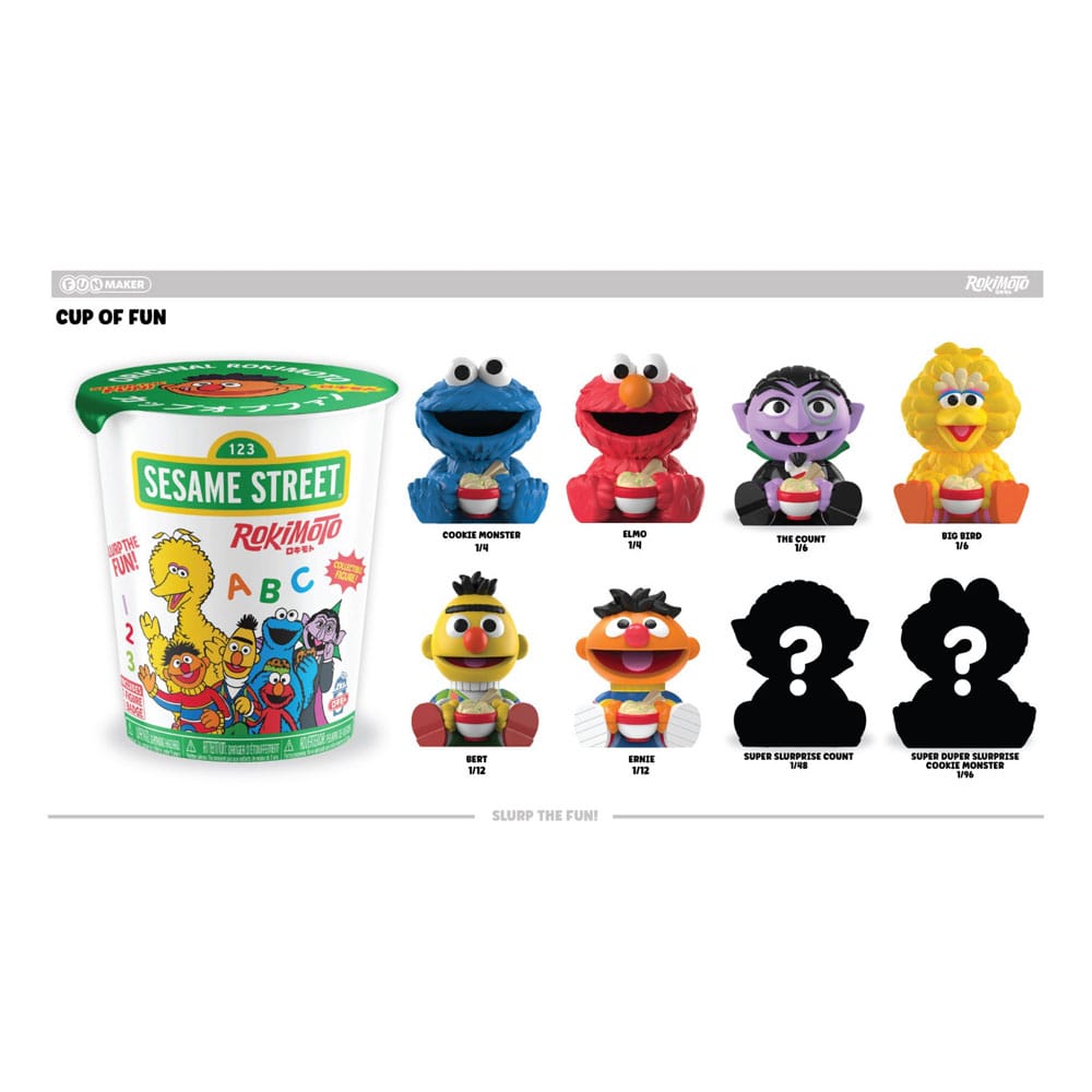 Sesame Street Rokimoto Cup of Fun – Display da 12 buste cieche con minifigure da 10 cm – Funmaker Inc.