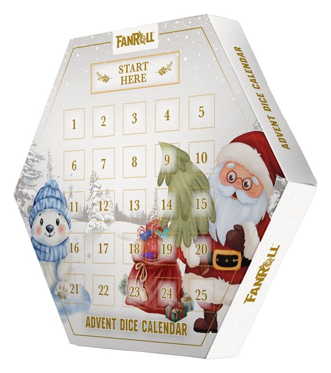 Calendario dell'Avvento FanRoll Holiday Dice 2026 con 25 giorni di dadi
