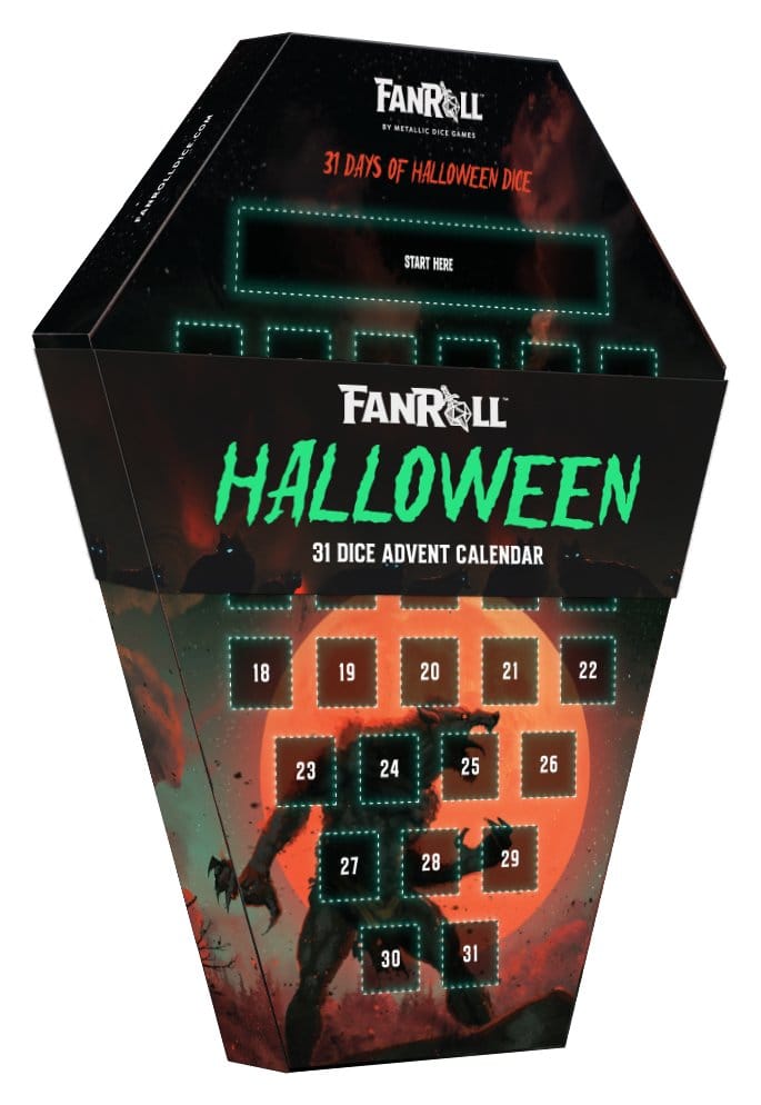 Calendario dell'Avvento Halloween 2026 FanRoll 31 giorni con dadi Goblin e Lupo Mannaro