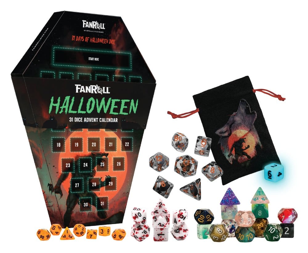 Calendario dell'Avvento Halloween 2026 FanRoll 31 giorni con dadi Goblin e Lupo Mannaro