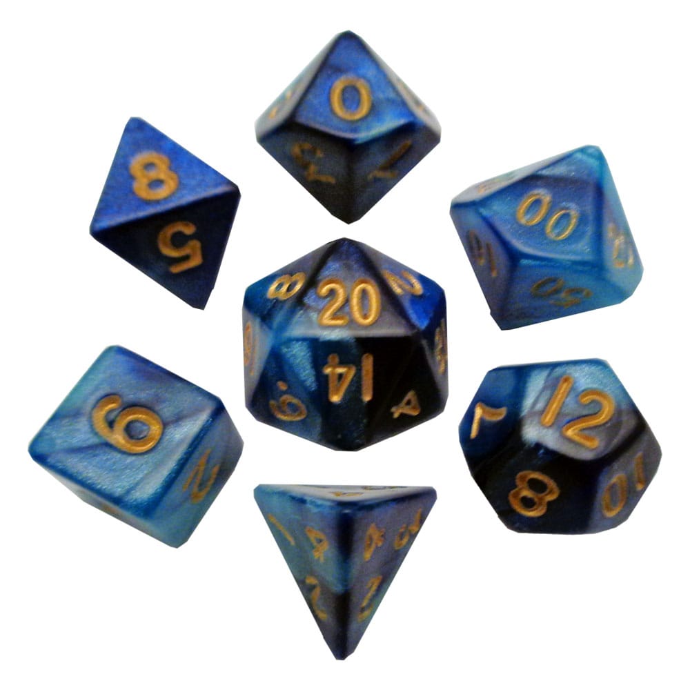 FanRoll Set di Dadi Mini Blu/Celeste con Numeri Oro (7)
