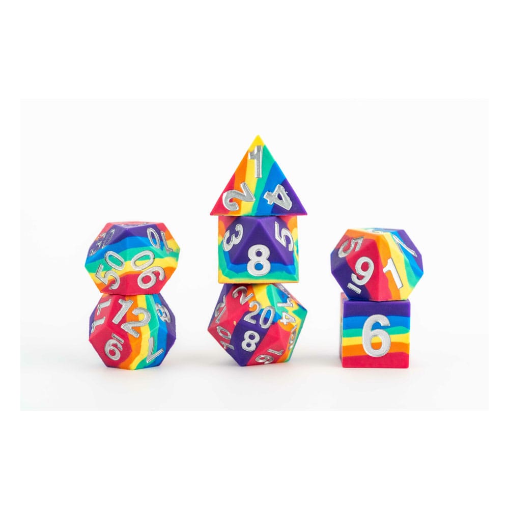 Set di 7 Dadi in Silicone Sharp Edge Rainbow FanRoll