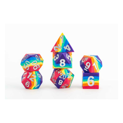 Set di 7 Dadi in Silicone Sharp Edge Rainbow FanRoll