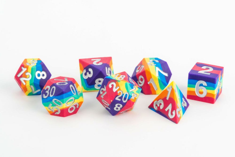 Set di 7 Dadi in Silicone Sharp Edge Rainbow FanRoll