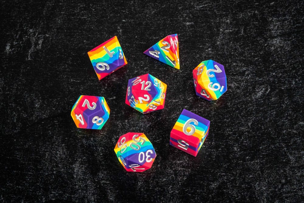 Set di 7 Dadi in Silicone Sharp Edge Rainbow FanRoll