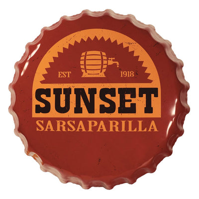 Insegna in Latta Fallout Sunset Sarsaparilla Tappo di Bottiglia Gigante FaNaTtik
