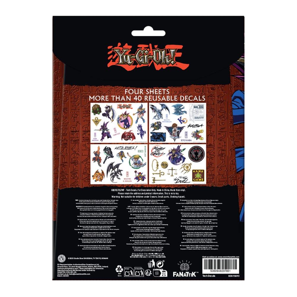 Yu-Gi-Oh! Adesivi Tecnologici - 4 Fogli di Sticker in Vinile Riutilizzabili