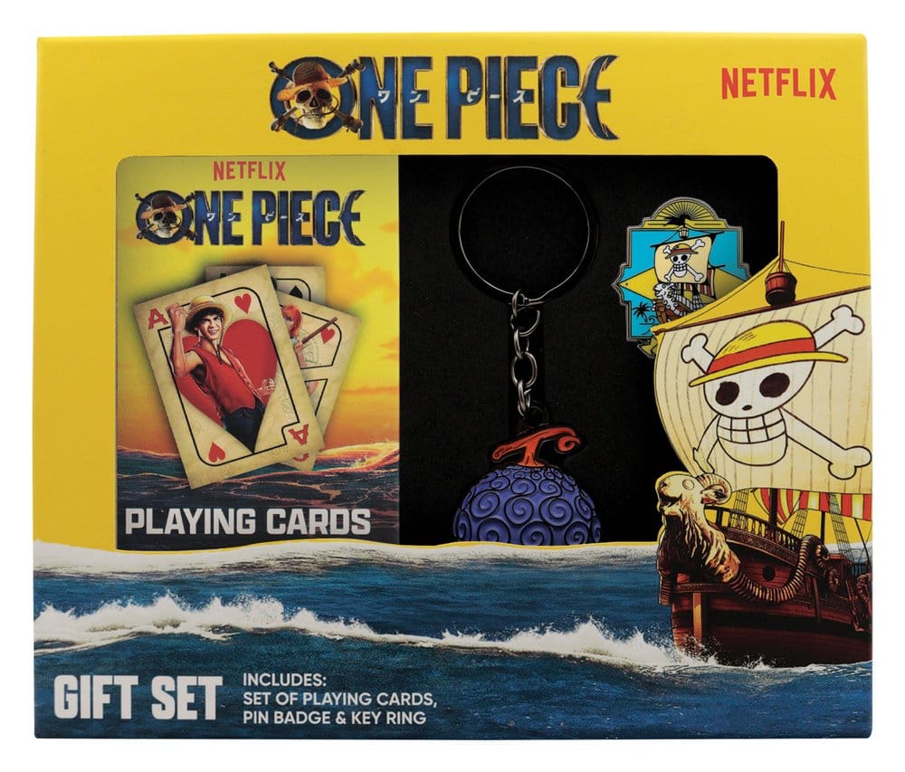 One Piece Set Regalo con Carte, Spilla Going Merry e Portachiavi Frutto del Diavolo – FaNaTtik