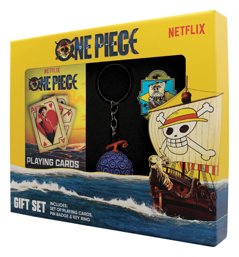 One Piece Set Regalo con Carte, Spilla Going Merry e Portachiavi Frutto del Diavolo – FaNaTtik