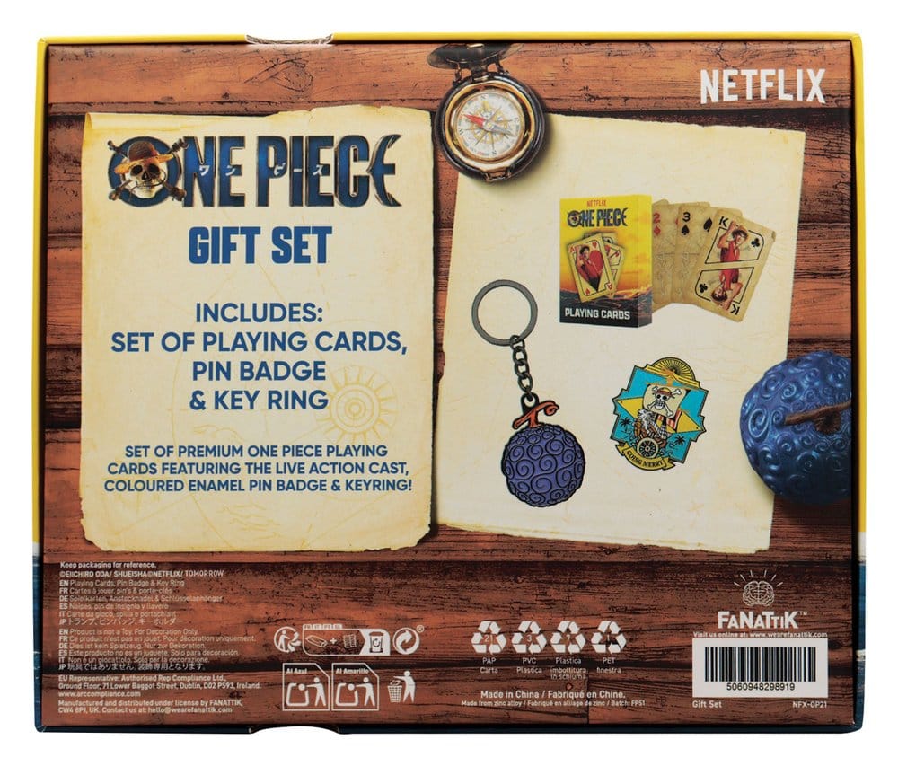 One Piece Set Regalo con Carte, Spilla Going Merry e Portachiavi Frutto del Diavolo – FaNaTtik