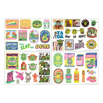 Shrek Tech Sticker Pack – 48 adesivi in vinile su 4 fogli – Fanattik