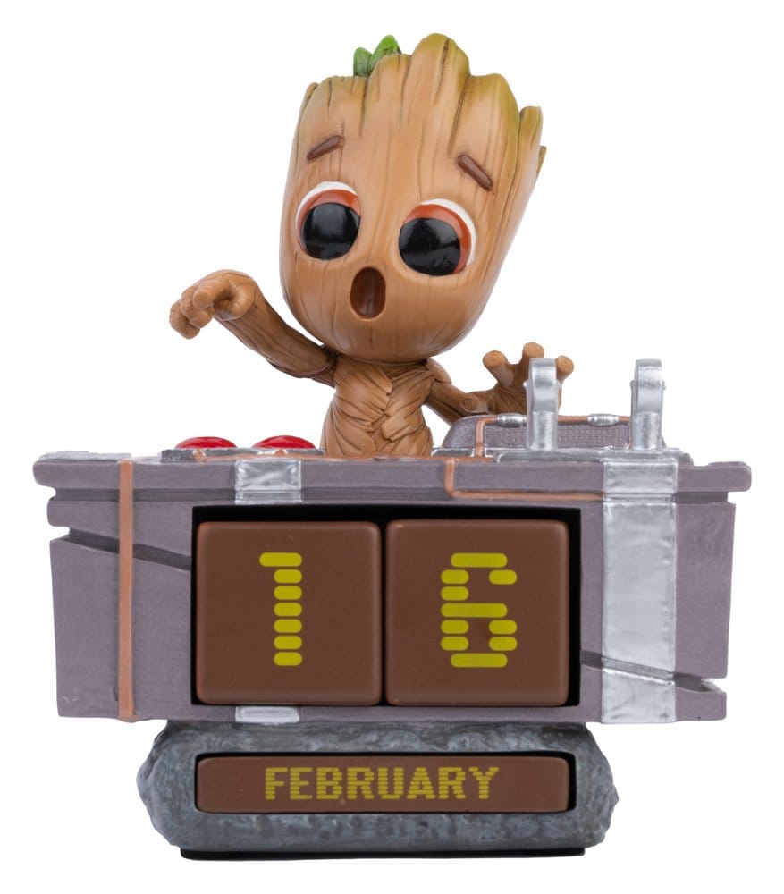 Marvel Calendario Perpetuo 3D Groot con Pulsante Teschio 12 cm - Grupo Erik