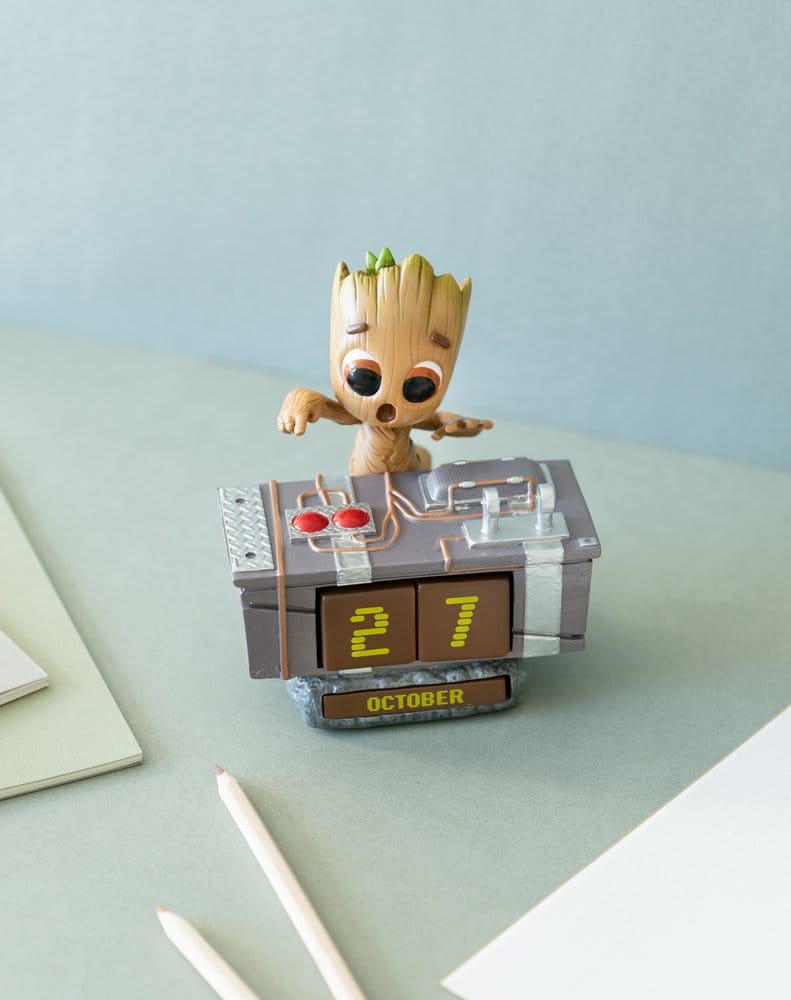 Marvel Calendario Perpetuo 3D Groot con Pulsante Teschio 12 cm - Grupo Erik