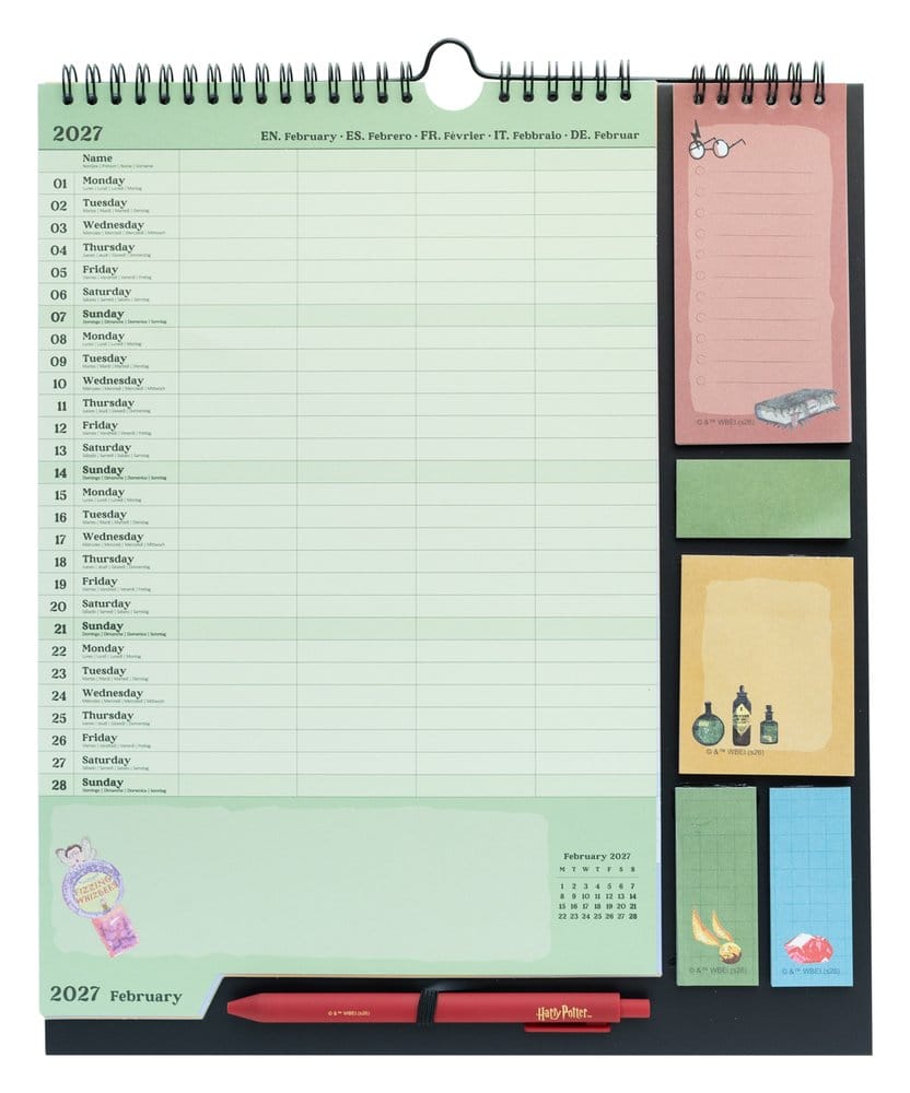 Harry Potter Calendario Murale 2026/27 30x34 cm - Planner con Adesivi, Gruppo Erik