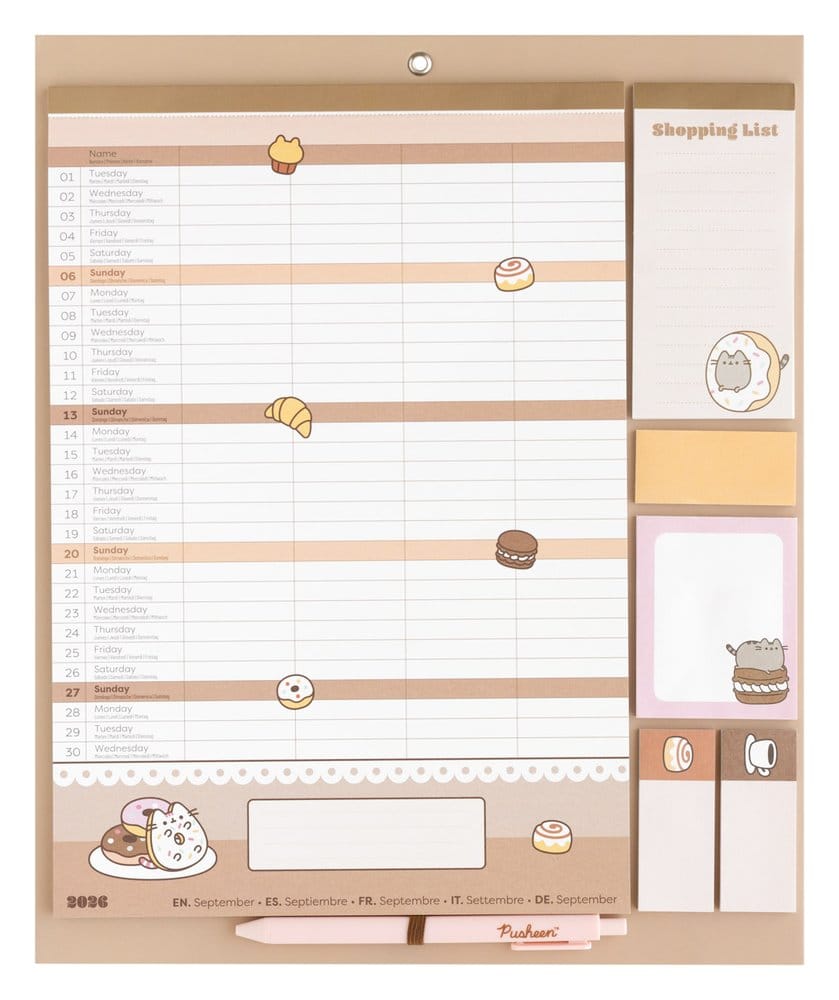 Pusheen Agenda Magnetica 2026/27 30 x 35 cm - Planner Mensile con Adesivi