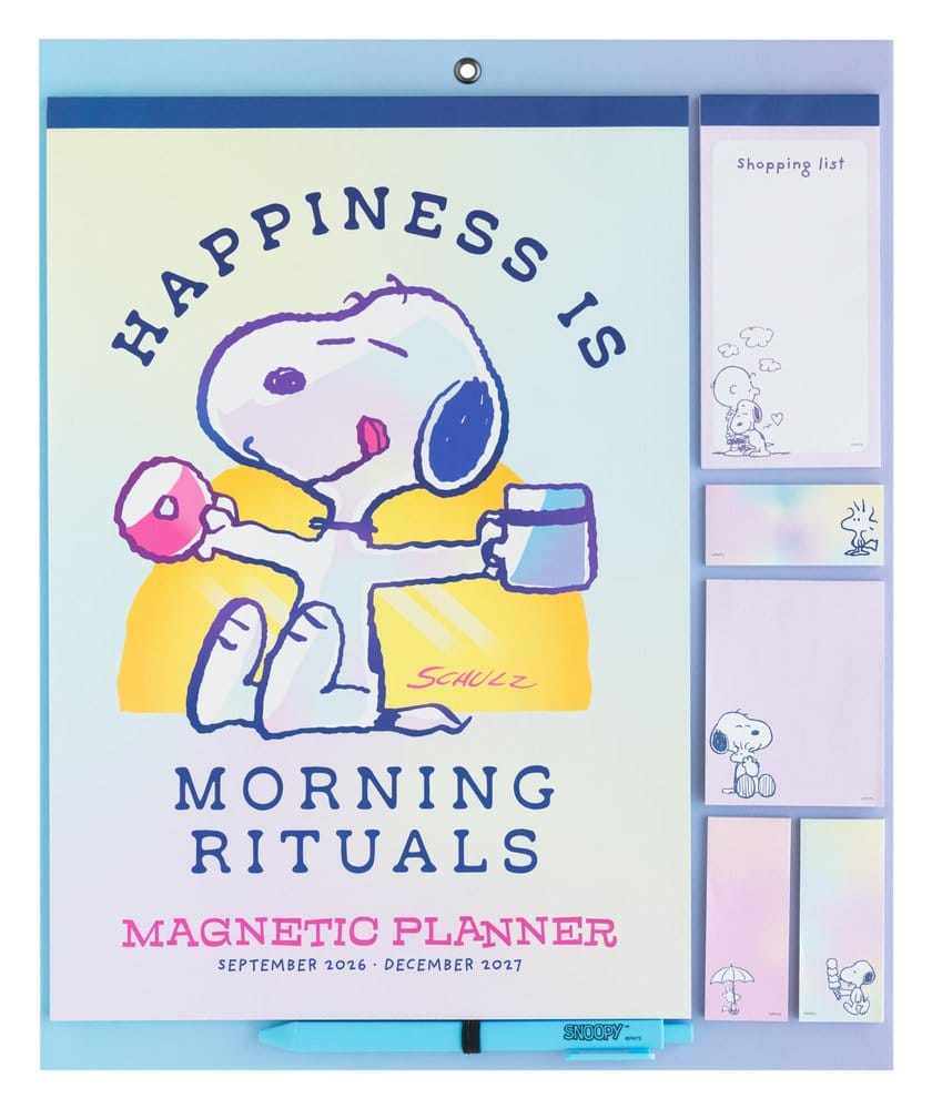 Snoopy Magnetic Planner 2026/27 30x35 cm – Peanuts Agenda Magnetica con Blocco Note e Adesivi