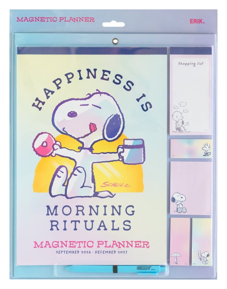 Snoopy Magnetic Planner 2026/27 30x35 cm – Peanuts Agenda Magnetica con Blocco Note e Adesivi